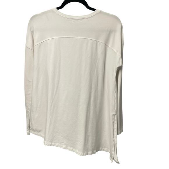 J. McLaughlin Asymmetrical Hem Crewneck Long Sleeve T Shirt White Womens XS - Picture 4 of 5